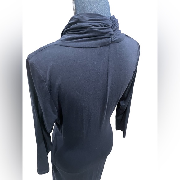Karen Kane Navy Cascade faux Wrap 3/4 sleeve knee length V-neck Sz large Dress - Picture 7 of 10
